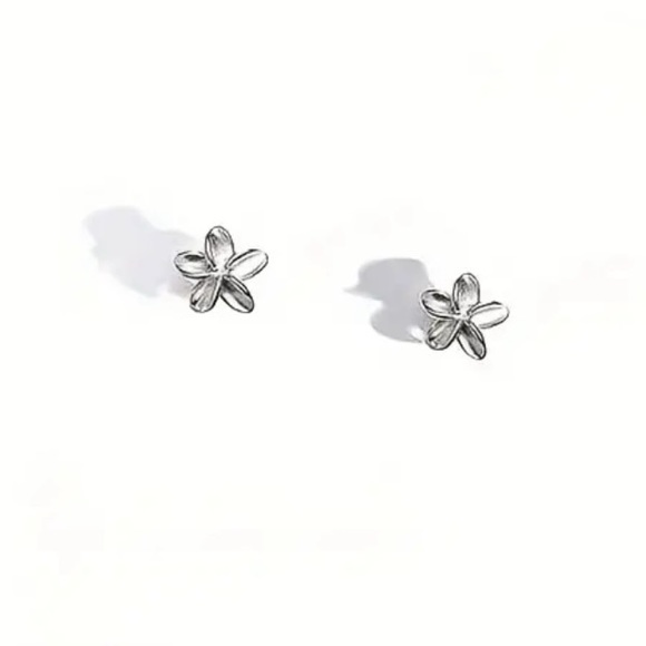 Sterling Silver Petite Mini Sized Flower Stud Earrings - Picture 1 of 7